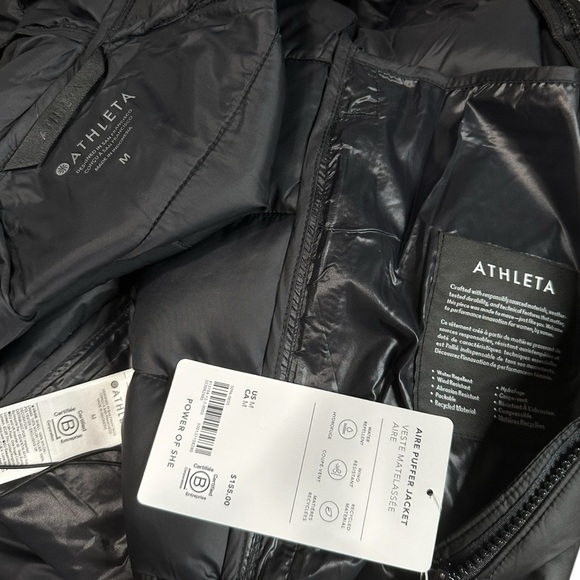 ATHLETA Aire Puffer Hooded Jacket, Black, Medium - Picture 14 of 14